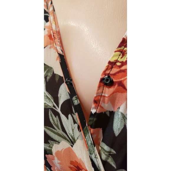 Forever 21 Floral Print V-Neck Chiffon Wrap Dress - Picture 2 of 4
